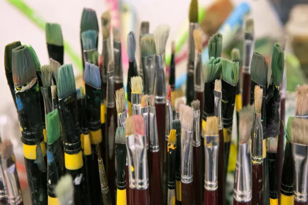 Pencils with colour on them.